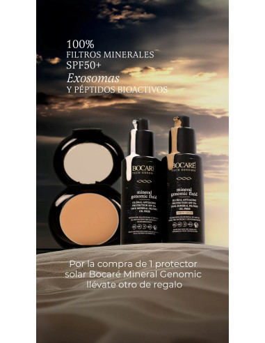 Mineral Genomic Pack solar de Bocaré. Crema solar mineral spf50+ con regalo en Estéticacosmética.