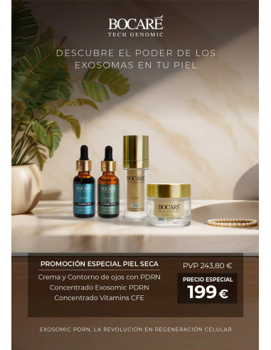 Rutina facial intensiva para piel seca con exosomas, PDRN vegetal y antioxidantes. EstéticaCosmética